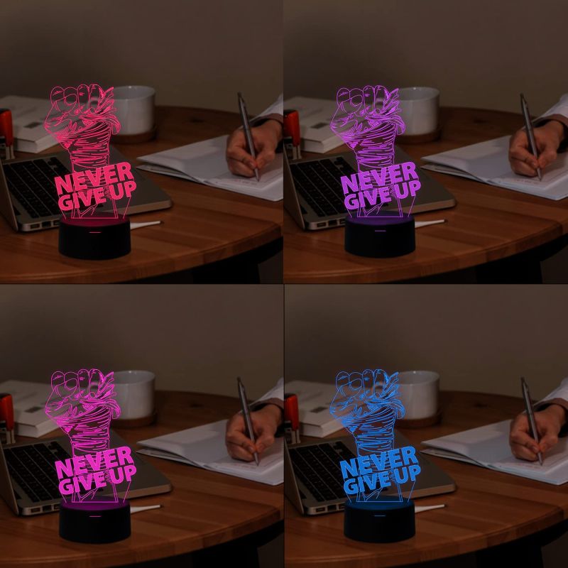 Never give up 3D led lamp with 7 Color Changing Light Home Decoration Night Light